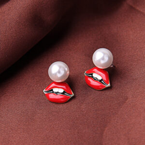 Aretes Labios rojos