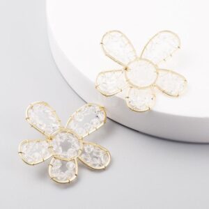 Aretes flor pétalo tridimensional