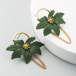 Aretes flor cadena