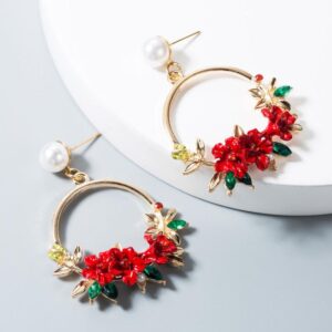 Hoops flores con perla