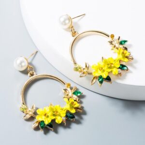 Hoops flores con perla