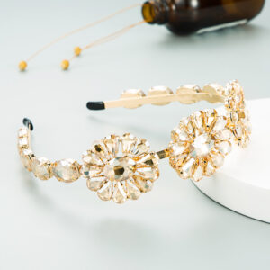 DIADEMA FLOR CRISTAL DORADO
